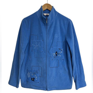 Northern Reflections Blue Full Zip Fleece Jacket with Embroidery Size Medium